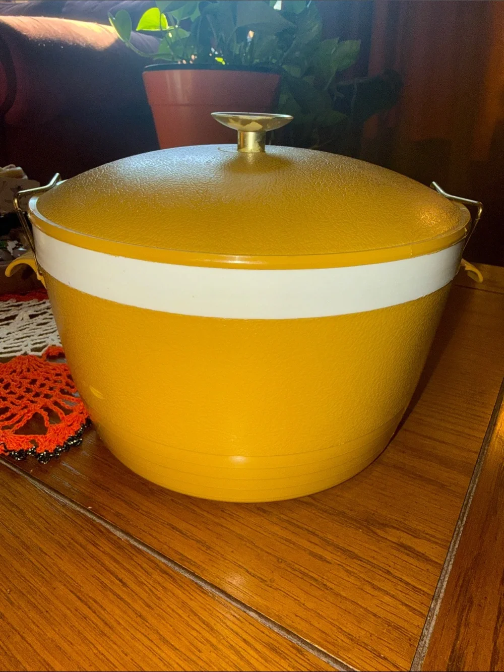 Vintage Sunfrost Therm-O-Ware Mustard Yellow Insulated Ice Bucket MCM